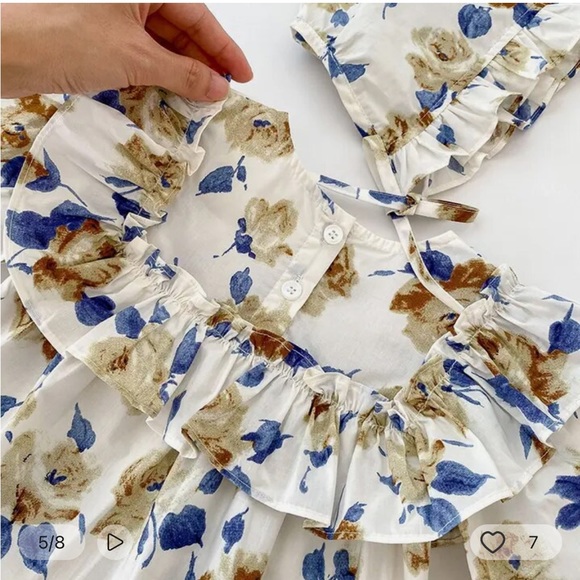 Blue brown floral onesie 3-6M SOLD ON MERC - Picture 2 of 4